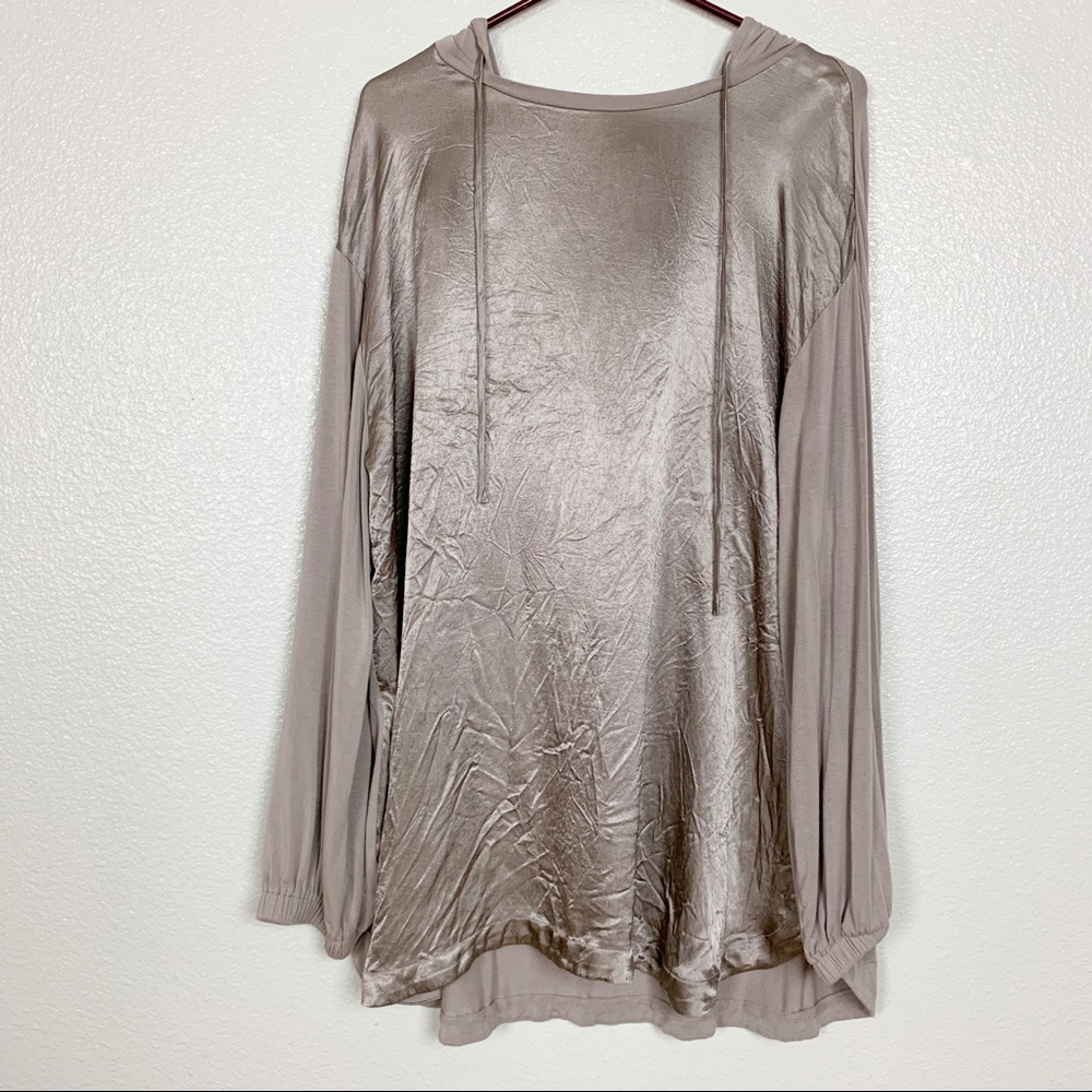 Sejour Grey Mixed Media Hoodie 1X
